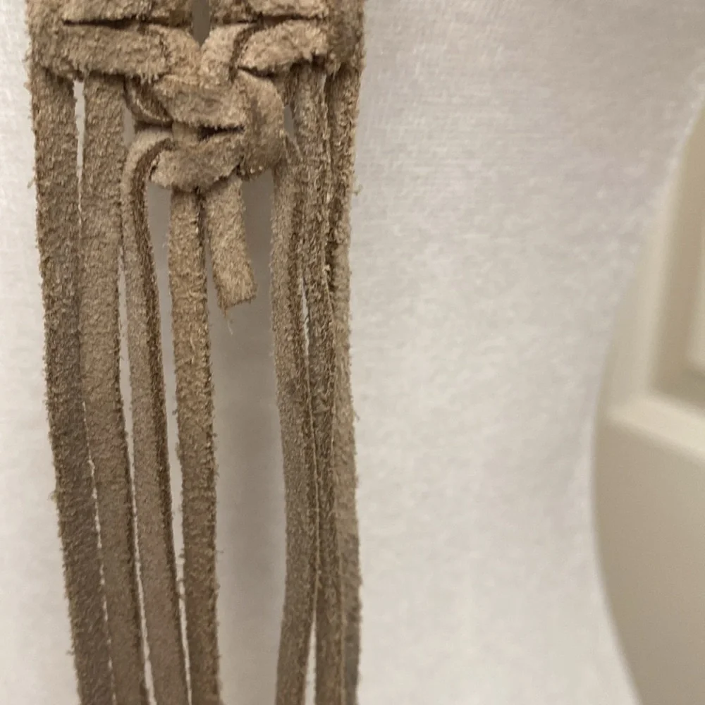 Vintage Macrome Belt Woven Suede tassel tie Boho Vintage Hippie 62’